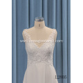 Latest Simple Lace Sleeveless bridal frock wedding dress with Train